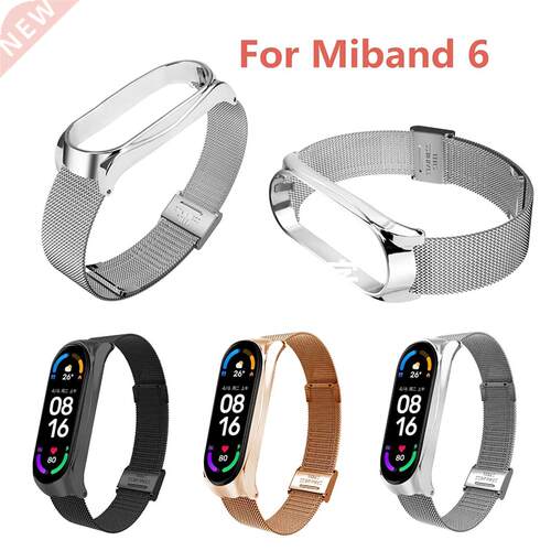 Strap For Xiaomi Mi Band 6 Wrist Metal Leather Bracelet Repl