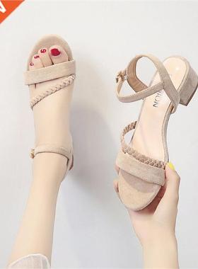 Flock Beige High heels sandals women Summer shoes women Fas