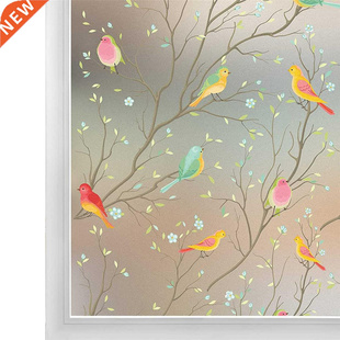 Privacy Window Film Opaque Non-Adhesive Bird Decals Decorati