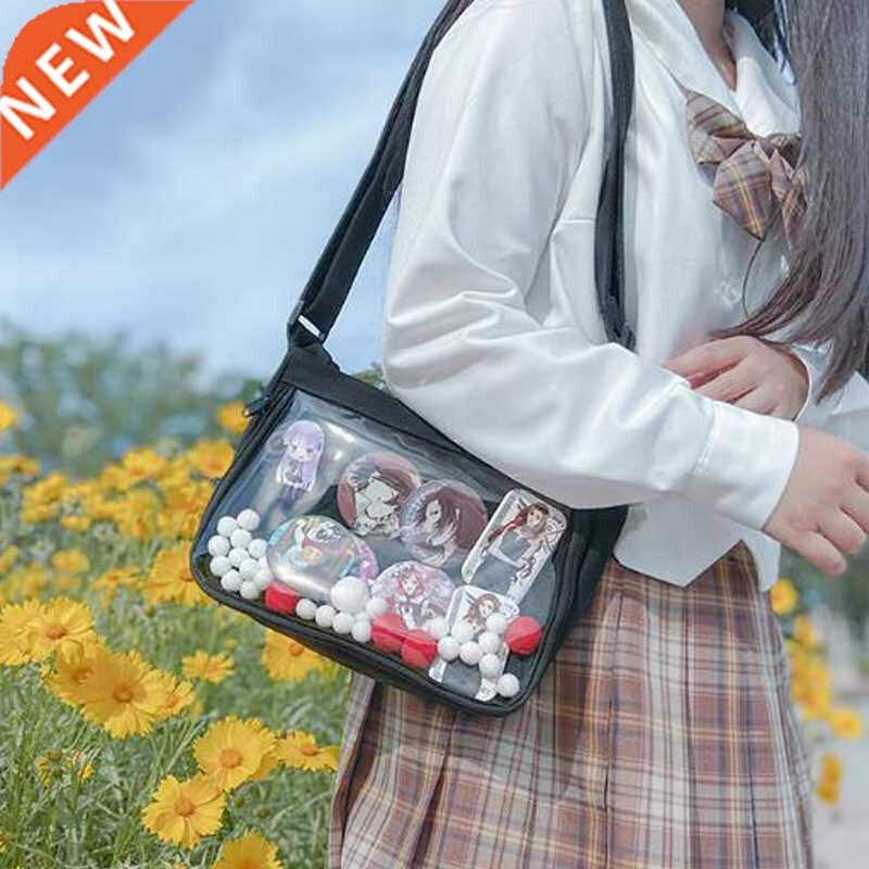 Women Small Ita Bag Crossbody Mini Clear Bag Removable Decor