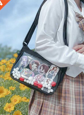 Women Small Ita Bag Crossbody Mini Clear Bag Removable Decor
