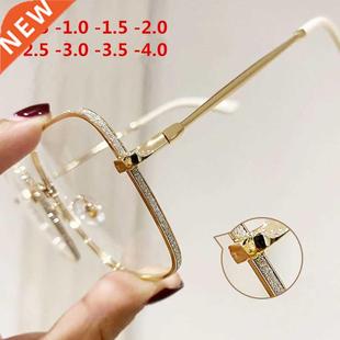 -0.5 1.0 1.5 to 4.0 Metal Myopia Glasses Women Elegant Squar