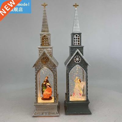 With Glitter Indoor Gift Chrimas Snow Globe Lantern Office