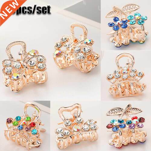 Set of 10pcs Bowknot Design Metal Mini Jaw Clip With Rhine