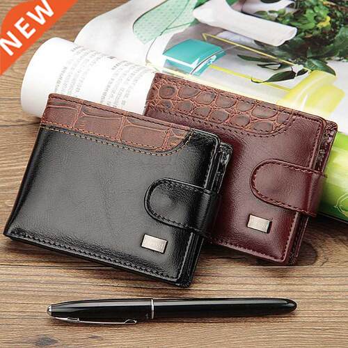 New Men Wallets Patchwork Leather Short Male Purse With Coin