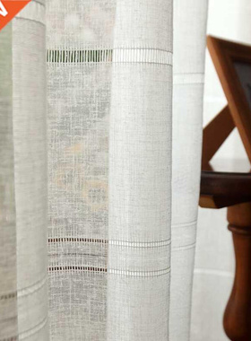 Cotton lnen hollow tulle curtans For Bedroom Wndow Curta