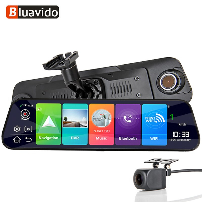Bluavido 12 Inch 4G Car Mirror DVR GPS Navigation 2G RAM + 3