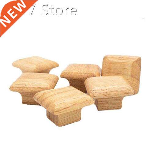 6 Pieces Single Hole Cabinet Pulls Solid Wood Dresser Knobs