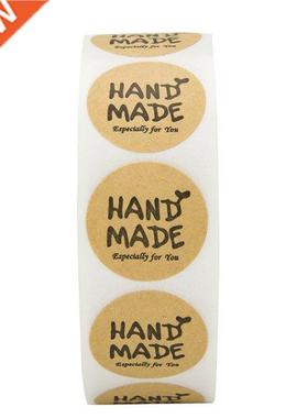 100-500pcs Brown Round HANDME Stickers Seal Labels Especia