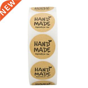 100-500pcs Brown Round HANDME Stickers Seal Labels Especia