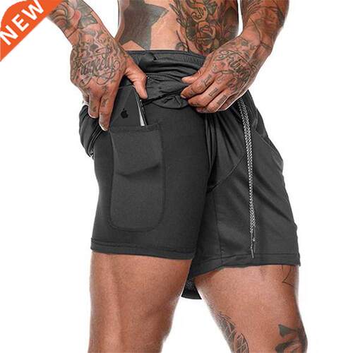 Camo Running Shorts Men 2 In 1 Double-deck Quick Dry Sport