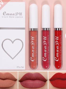 Matte Lipstick Set 3 Colors Long-Lasting Waterproof Velvet