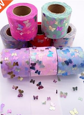 25yards 6cm Colorful Butterfly Tulle Roll Soft Iridescent