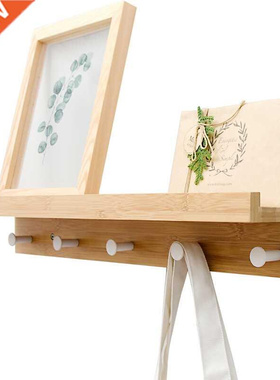 Bamboo Floating Wall-Mounted Rack Coat Hook Rack Towel Hange