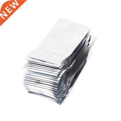 50 Pcs 7x13cm Silver Aluminum Foil Mylar Recloeable Ziplock