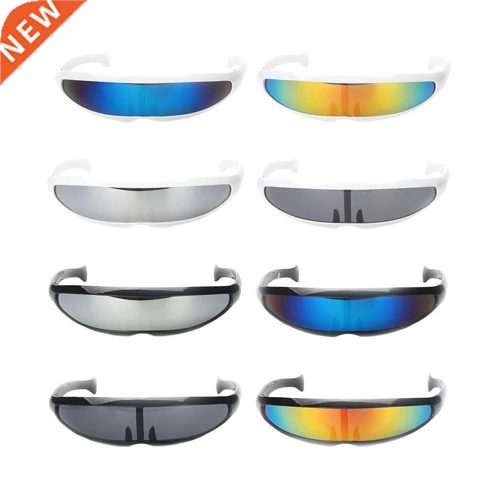Funny Plastic Color Mirrored Single Lens Visor Sunglasses Cy