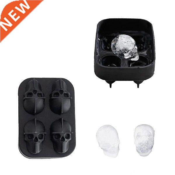 Skull Silicone Mold 3D Skull Ice Cube Molds 4-Cavity Easy