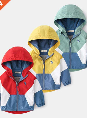 2022 Spring Children Jackets for Boys Hooded Patchwork Kids