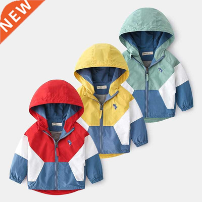 2022 Spring Children Jackets for Boys Hooded Patchwork Kids
