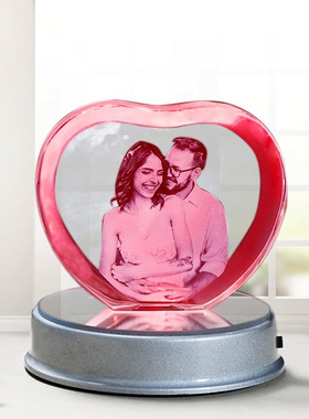 Customized K9 Crystal Photo Frame LED Base Laser Engraved P