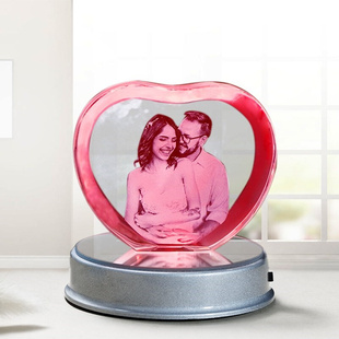 Customized K9 Crystal Photo Frame LED Base Laser Engraved P