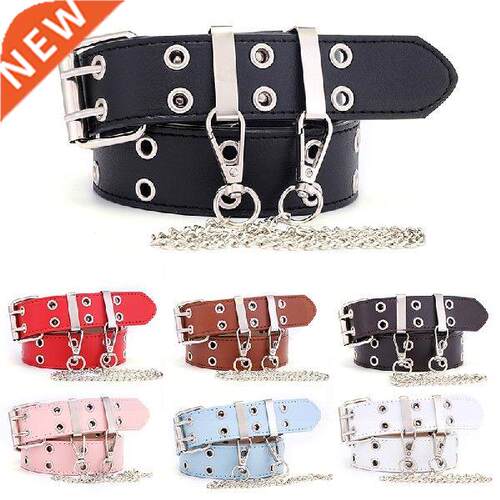 Women Chain Belts Punk Metal Buckle Leather Belt Imitation