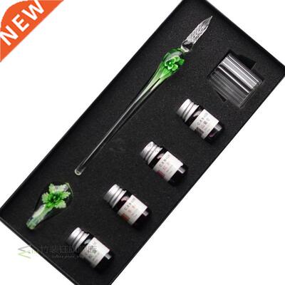 Glass Calligraphy Pen Crystal Glass Dip Ink Pen Set Non-Carb
