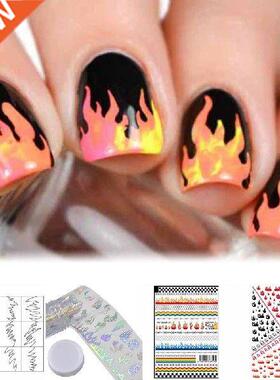 Nail Stickers Fires Flame Print Nail Art Stickers hesive