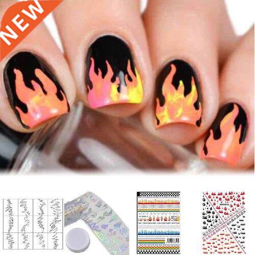 Nail Stickers Fires Flame Print Nail Art Stickers hesive
