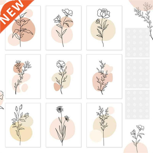 9PCS Line Art Minimalist Decor Botanical Plant Wall Art