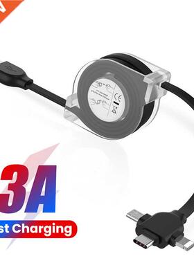 1/2m 3 In 1 USB Charge Cable 8 Pin/Micro USB/Type C Kable Po