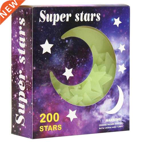 *200pcs Luminous 3D Wall ers Glow In The Dark Stars Moon er