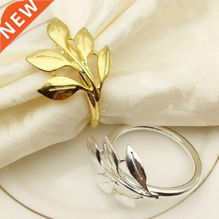 12pcs Fall Leaves Napkin Rings Gold Silver Christening