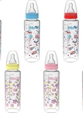 M Baby 250 ml Glass Feeding Bottle With Colorful Patter
