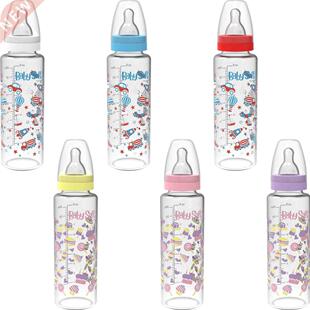 M Baby 250 ml Glass Feeding Bottle With Colorful Patter