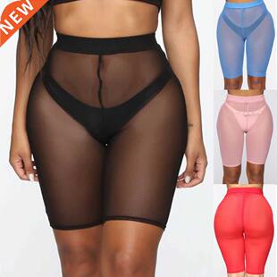 4 Colors Mesh Shorts Women See-through Beach Swimwear Cover