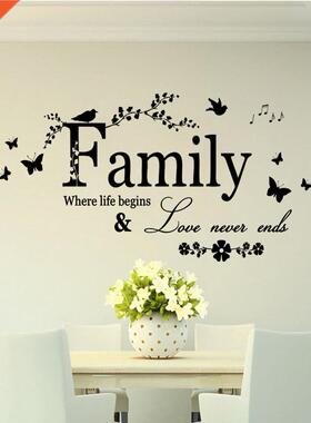 Removable Quote Family Where Life Begins Wall Sticker