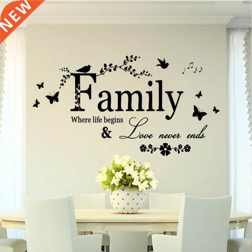 Removable Quote Family Where Life Begins Wall Sticker