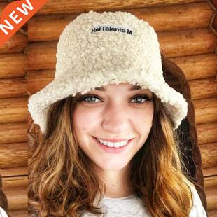 Lamb Faux Fur Bucket Hat Winter Warm Teddy Velvet Hats for W