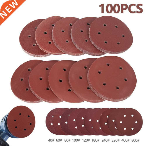 100pcs 120mm Sandpaper Round Shape Sanding Discs Hook Loop S