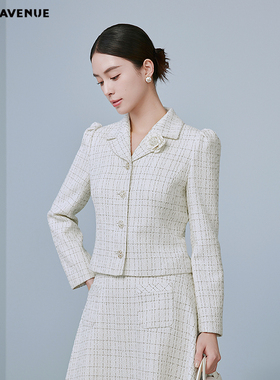 朗姿/MOJO AVENUE莫佐浪漫山茶花翻领短外套2025年新款时尚