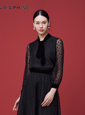 朗姿/MOJO AVENUE莫佐2025冬新款法式波点衬衫女士泡泡袖飘