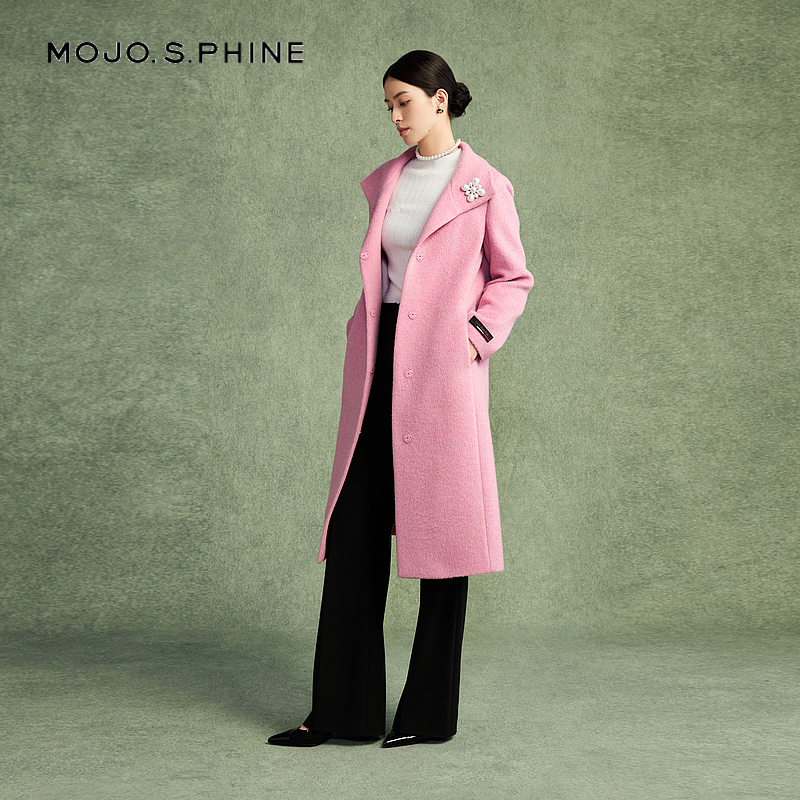 MOJO莫佐时尚绵羊毛翻领大衣