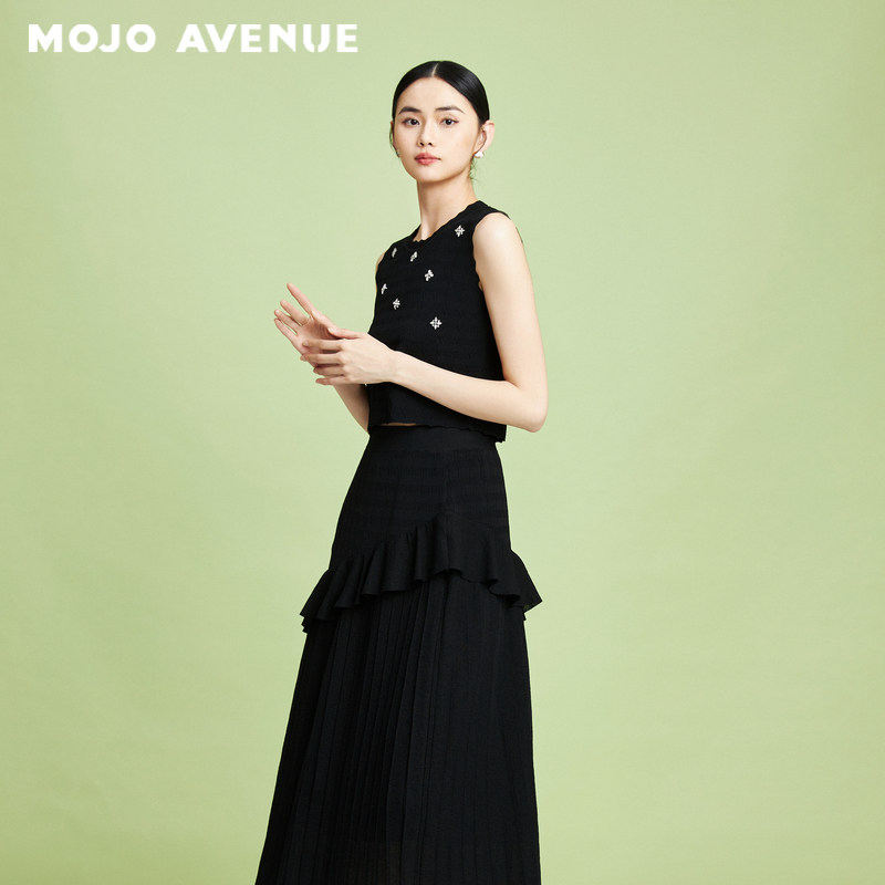 MOJO复古俏皮几何针织背心图片