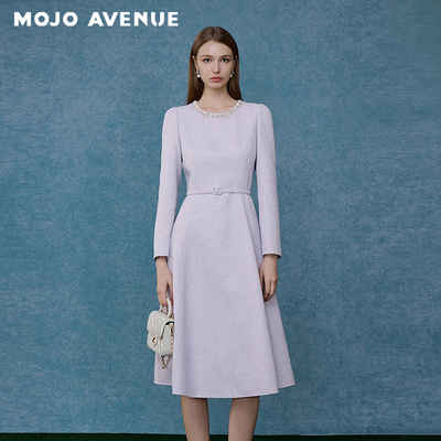 朗姿/MOJO莫佐2026秋新品千金名媛收腰连衣裙晚宴礼服通勤A字长裙