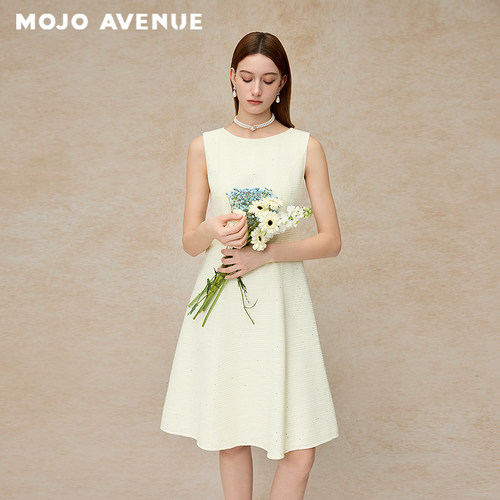 朗姿/MOJO莫佐白月光赫本风白色连衣裙气质女订婚领证小礼服短裙