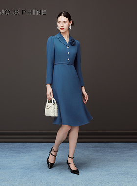 【舒心】MOJO AVENUE莫佐2025冬新款山茶花收腰连衣裙女职场通勤