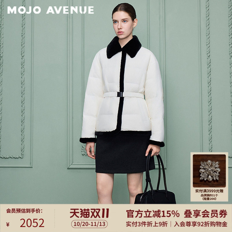 【90白鹅绒】朗姿/MOJO冬新品2026奢感白色轻羽绒服毛绒翻领外套