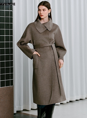 朗姿/MOJO AVENUE莫佐2025冬新款静奢老钱风羊毛大衣女优雅廓形系