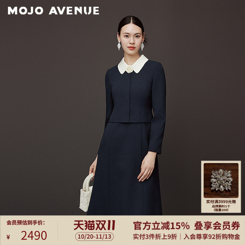 朗姿/MOJO AVENUE莫佐2025新款复古格调经典假两件连衣裙女